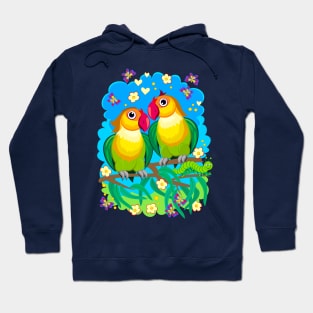 Couple of romantic parrots lovebirds. Hoodie